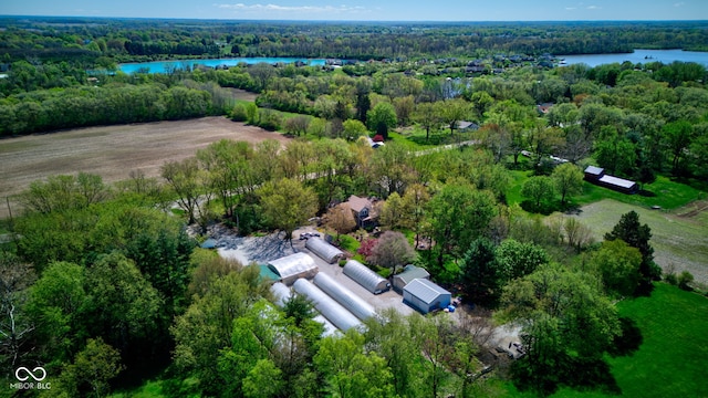 3533 Alexandria Pike, Anderson, IN 46012 - aerial overview of property's location with a forest and a nearby body of water