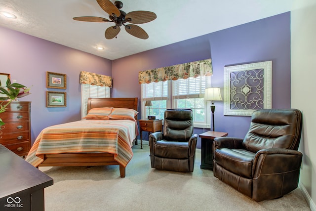 3533 Alexandria Pike, Anderson, IN 46012 - bedroom with light colored carpet, recessed lighting, and a ceiling fan