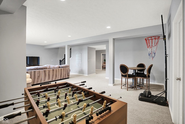 1071 Serenity Ct, Carmel, IN 46280 - game room featuring baseboards, recessed lighting, and carpet floors