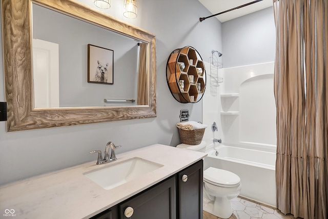 1071 Serenity Ct, Carmel, IN 46280 - bathroom featuring vanity, shower / bath combo with shower curtain, and toilet