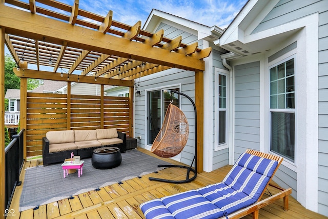 1071 Serenity Ct, Carmel, IN 46280 - wooden deck featuring an outdoor hangout area and a pergola