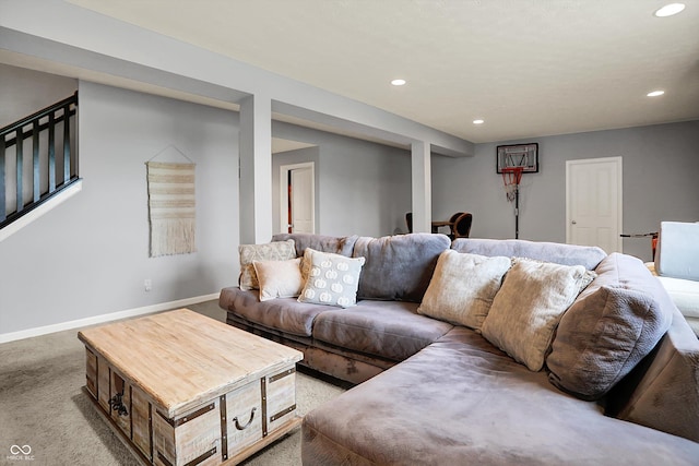 1071 Serenity Ct, Carmel, IN 46280 - living room with carpet, recessed lighting, and baseboards