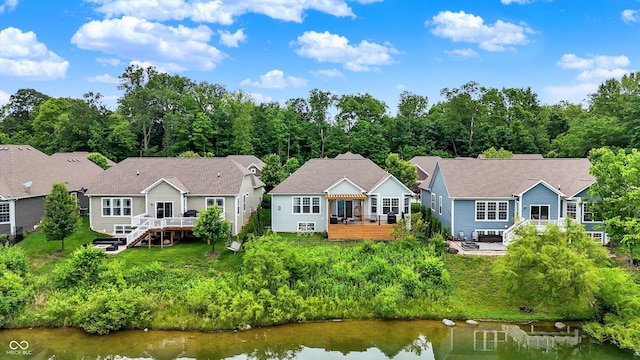 1071 Serenity Ct, Carmel, IN 46280 - rear view of house with a deck with water view