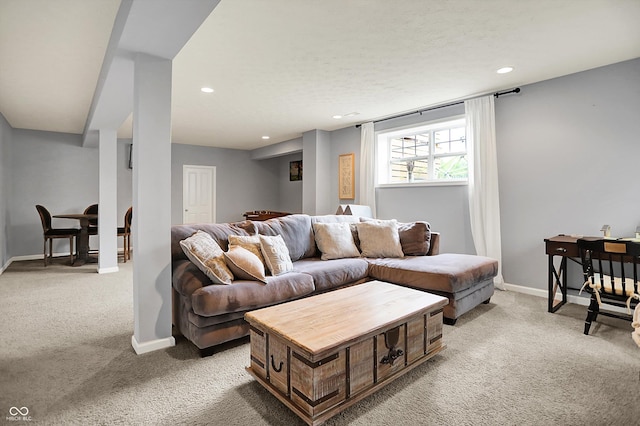 1071 Serenity Ct, Carmel, IN 46280 - living area featuring carpet flooring, recessed lighting, and baseboards