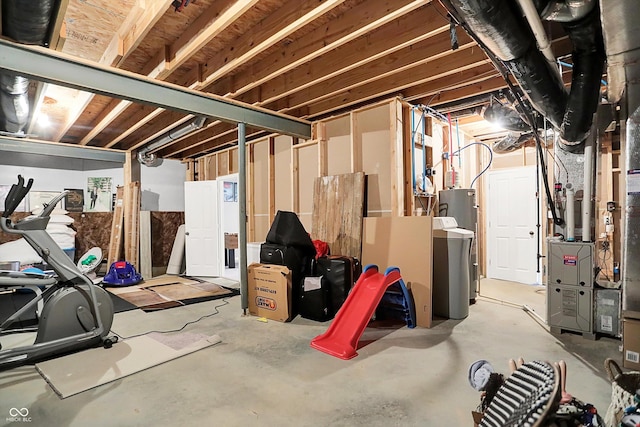 1071 Serenity Ct, Carmel, IN 46280 - unfinished below grade area with water heater and heating unit