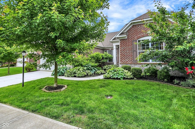 1071 Serenity Ct, Carmel, IN 46280 - view of front of property featuring brick siding, a front yard, and roof with shingles