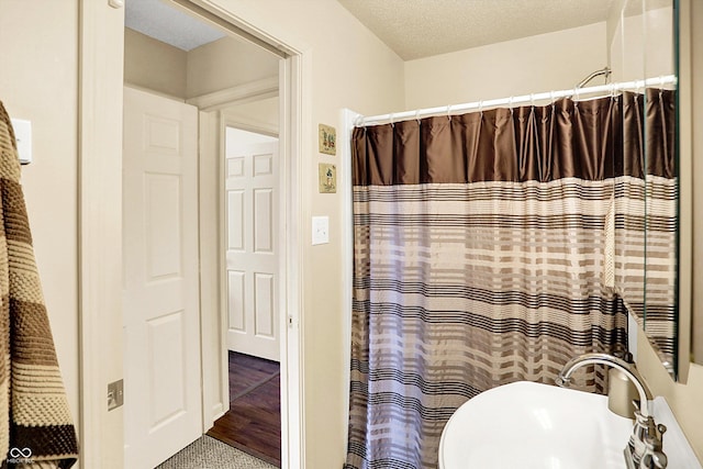 4125 S Post Rd, Indianapolis, IN 46239 - bathroom featuring a sink and curtained shower