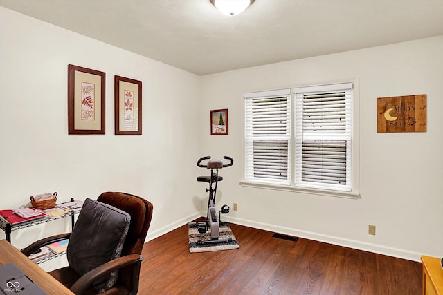 4125 S Post Rd, Indianapolis, IN 46239 - office area featuring baseboards and dark wood-style floors