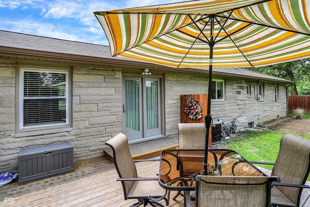 4125 S Post Rd, Indianapolis, IN 46239 - wooden deck featuring outdoor dining space