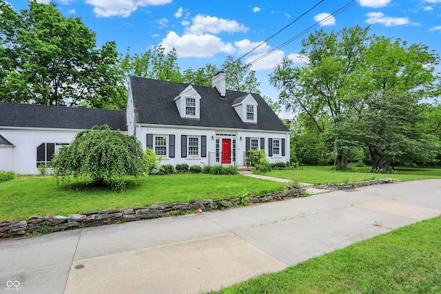 8301 E County Road 801 S, Plainfield, IN 46168 - cape cod home with a chimney, a front lawn, and a shingled roof