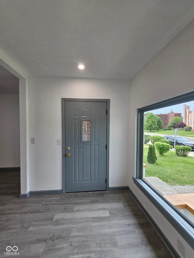 1644 Dr Andrew J Brown Ave, Indianapolis, IN 46202 - foyer entrance featuring wood finished floors, baseboards, recessed lighting, and a textured ceiling