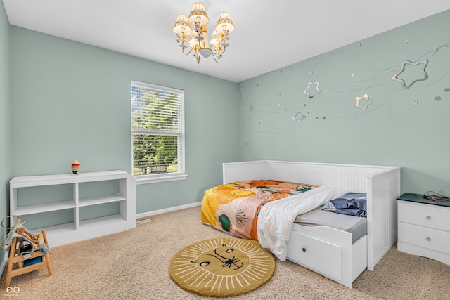 9754 Bradford Knoll Dr, Fishers, IN 46037 - bedroom with carpet and a chandelier