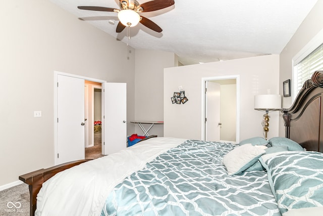 11612 E 75th St, Indianapolis, IN 46236 - carpeted bedroom with lofted ceiling and ceiling fan