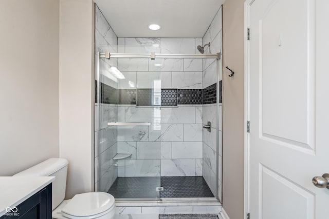 9090 Demarest Dr, Fishers, IN 46038 - bathroom with toilet, a stall shower, and vanity