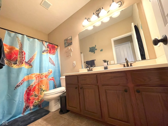 5010 Cabrillo Dr, Plainfield, IN 46168 - full bathroom with tile patterned floors, double vanity, toilet, and a shower with curtain