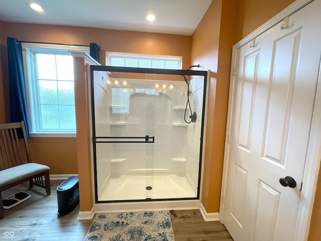 5010 Cabrillo Dr, Plainfield, IN 46168 - bathroom with a shower stall, baseboards, and healthy amount of natural light