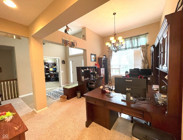 5010 Cabrillo Dr, Plainfield, IN 46168 - carpeted home office featuring a chandelier