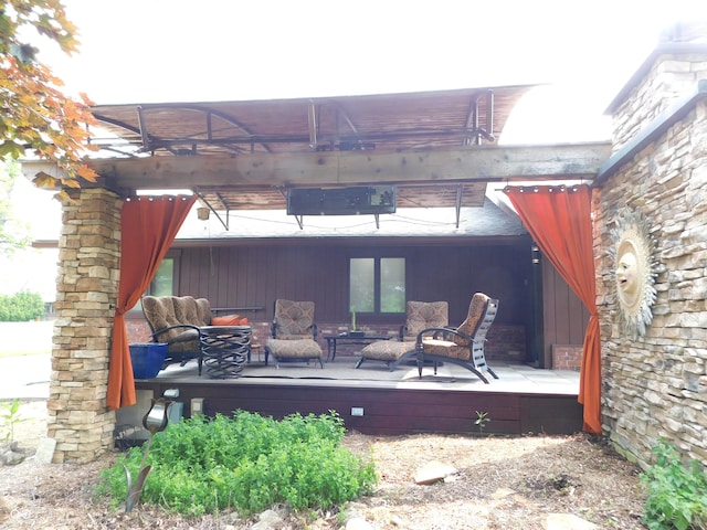 681 S County Road 150 W, Greensburg, IN 47240 - view of patio / terrace with an outdoor living space and a wooden deck