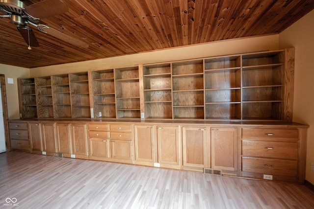 10244 Washington Blvd, Carmel, IN 46280 - empty room with light wood-style flooring, a ceiling fan, and wood ceiling