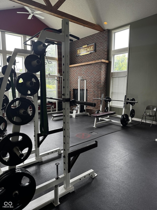 2509 Cedarmill Dr, Franklin, IN 46131 - workout area featuring plenty of natural light and ceiling fan