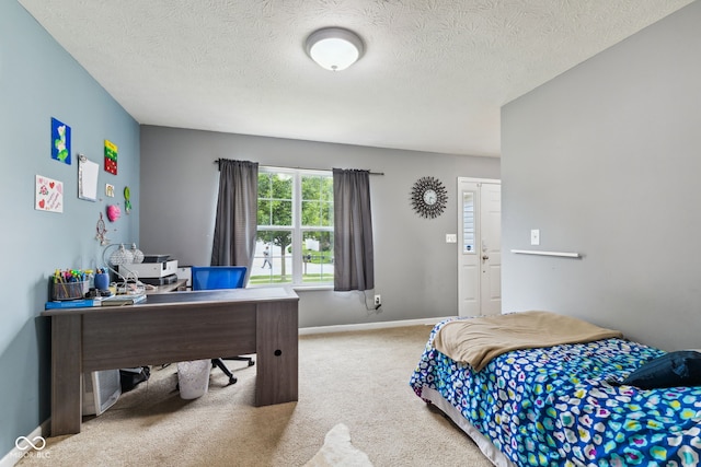2509 Cedarmill Dr, Franklin, IN 46131 - bedroom with an office area, carpet floors, a textured ceiling, and baseboards