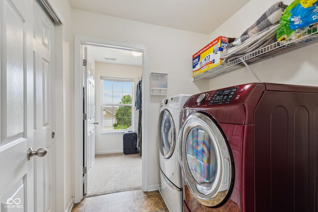 2509 Cedarmill Dr, Franklin, IN 46131 - laundry room featuring independent washer and dryer, baseboards, and carpet