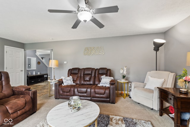 2509 Cedarmill Dr, Franklin, IN 46131 - carpeted living room featuring a ceiling fan