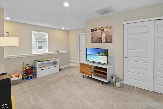 6917 Wolf Creek Ct, Whitestown, IN 46075 - playroom with carpet flooring and recessed lighting