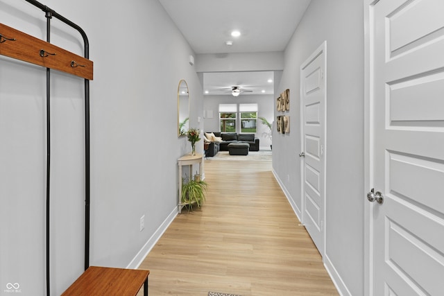 6917 Wolf Creek Ct, Whitestown, IN 46075 - corridor featuring light wood-style flooring, recessed lighting, and baseboards