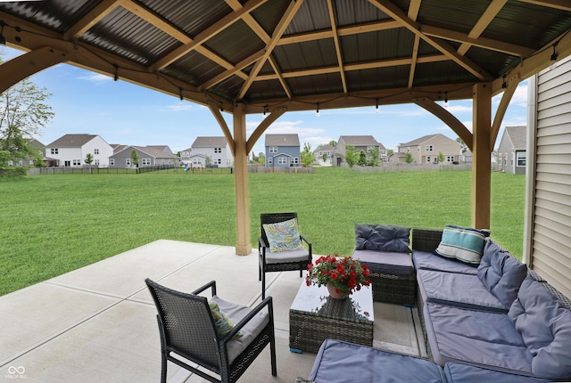 6917 Wolf Creek Ct, Whitestown, IN 46075 - view of patio / terrace with a gazebo, a residential view, and an outdoor living space