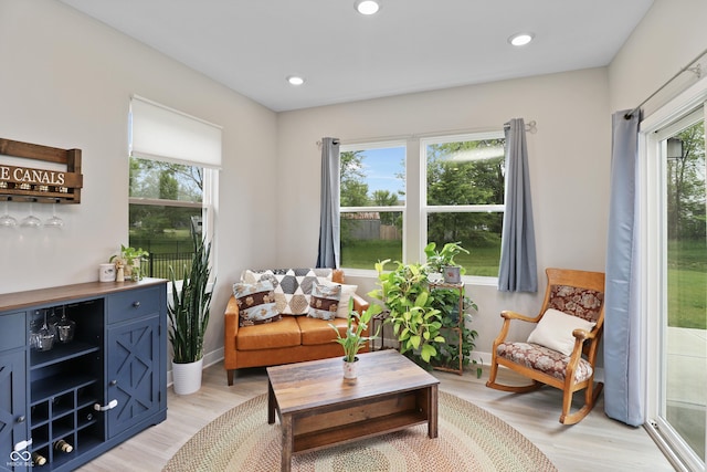 6917 Wolf Creek Ct, Whitestown, IN 46075 - living room with light wood-type flooring, recessed lighting, and baseboards