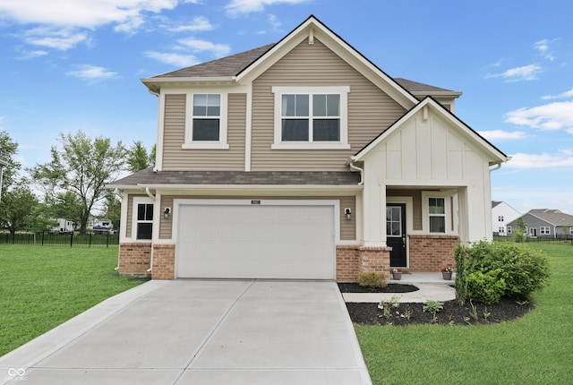 6917 Wolf Creek Ct, Whitestown, IN 46075 - view of front of house featuring brick siding, driveway, an attached garage, board and batten siding, and roof with shingles