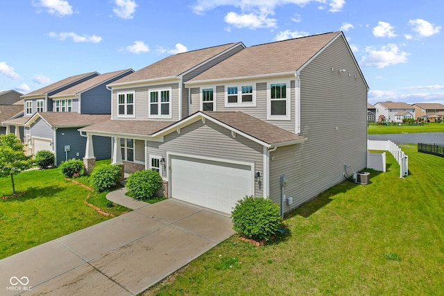 4539 Maldenhair Dr, Indianapolis, IN 46239 - view of front of house with driveway, central air condition unit, a residential view, and a shingled roof