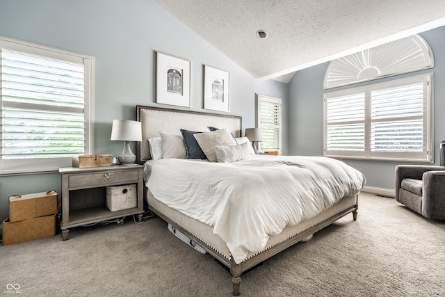 9804 Wentworth Ct, Carmel, IN 46032 - carpeted bedroom featuring vaulted ceiling and a textured ceiling