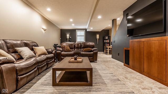 9804 Wentworth Ct, Carmel, IN 46032 - living room with recessed lighting, crown molding, and baseboards