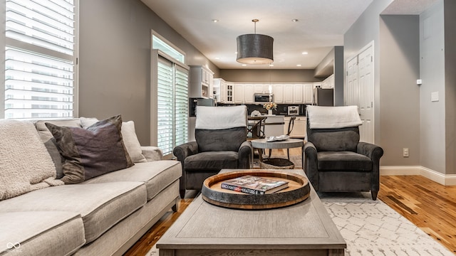 9804 Wentworth Ct, Carmel, IN 46032 - living room featuring light wood-type flooring and baseboards