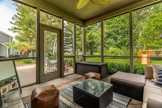 9804 Wentworth Ct, Carmel, IN 46032 - sunroom / solarium with a ceiling fan