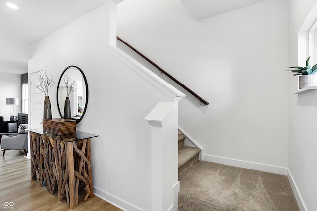 15387 Alperton Rd, Fishers, IN 46037 - stairway with baseboards and wood finished floors