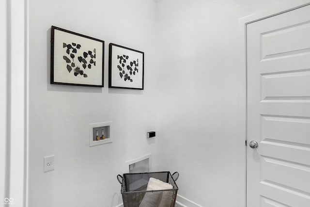 15387 Alperton Rd, Fishers, IN 46037 - washroom featuring hookup for a washing machine, baseboards, and hookup for an electric dryer