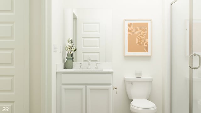 15395 Alperton Rd, Fishers, IN 46037 - bathroom featuring vanity, toilet, and a stall shower