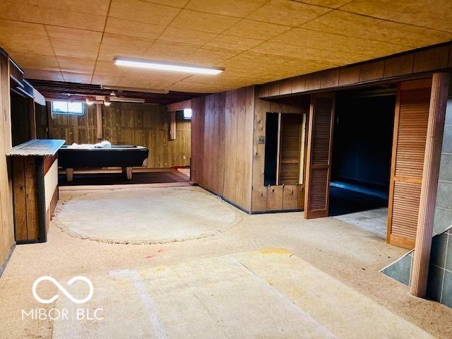3824 Forest Ridge Dr, Fort Wayne, IN 46804 - basement featuring wooden walls and pool table