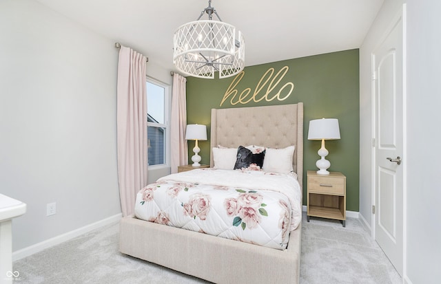 600 Dalton Way, Avon, IN 46123 - carpeted bedroom with a chandelier and baseboards