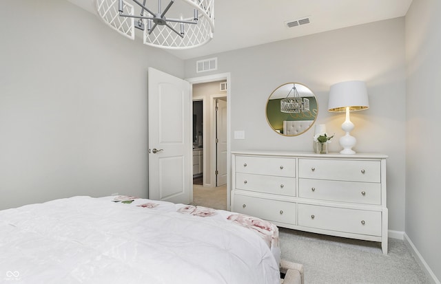600 Dalton Way, Avon, IN 46123 - bedroom with a chandelier, light carpet, and baseboards