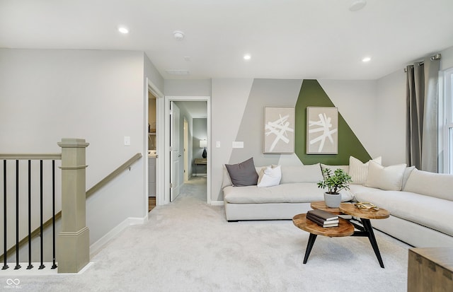 600 Dalton Way, Avon, IN 46123 - living room with light colored carpet, recessed lighting, and baseboards