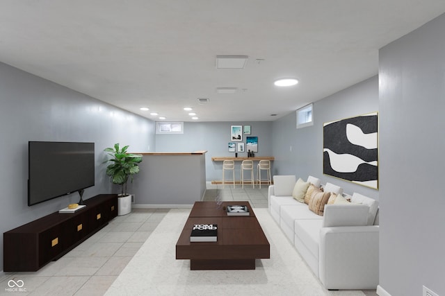 3735 Marrison Pl, Indianapolis, IN 46205 - living area featuring a dry bar, recessed lighting, and tile patterned floors