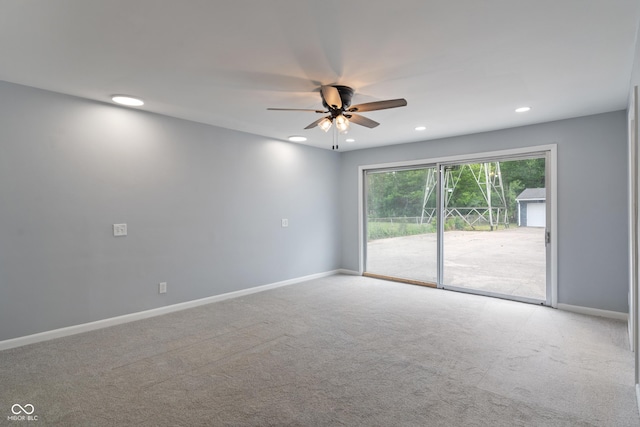 3735 Marrison Pl, Indianapolis, IN 46205 - empty room with a ceiling fan, recessed lighting, carpet flooring, and baseboards