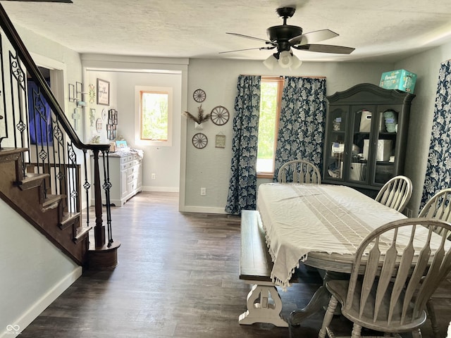 6593 N 800 W, Elwood, IN 46036 - dining space with baseboards, plenty of natural light, a ceiling fan, and a textured ceiling