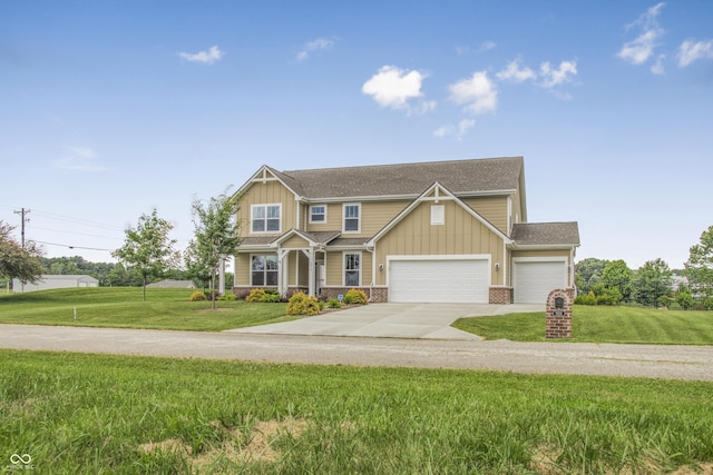 9018 E Gayle Dr, Morgantown, IN 46160 - craftsman house featuring driveway, a garage, a front lawn, and a shingled roof