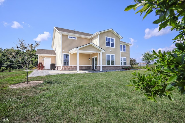 9018 E Gayle Dr, Morgantown, IN 46160 - rear view of property featuring a patio and brick siding