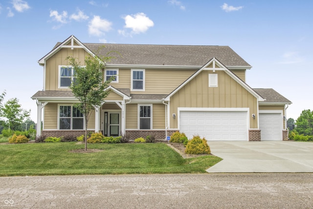 9018 E Gayle Dr, Morgantown, IN 46160 - craftsman inspired home featuring driveway, a garage, brick siding, and a front lawn